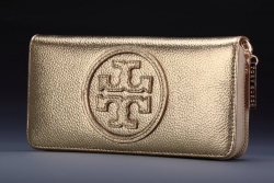 Tory Burch Stacked Logo Zip Around Continental Wallet Gold