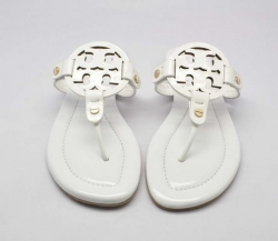 Cheap Tory Burch Patent Leather Miller Sandal White