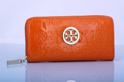 Tory Burch Embossed Lux Patent Leather Continental Wallet Orange
