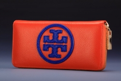 Tory Burch Stacked Logo Zip Around Continental Wallet Orange