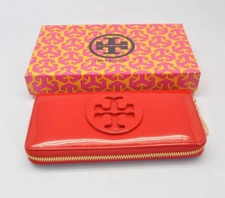 Tory Burch Patent Leather Zip Around Wallet All Red